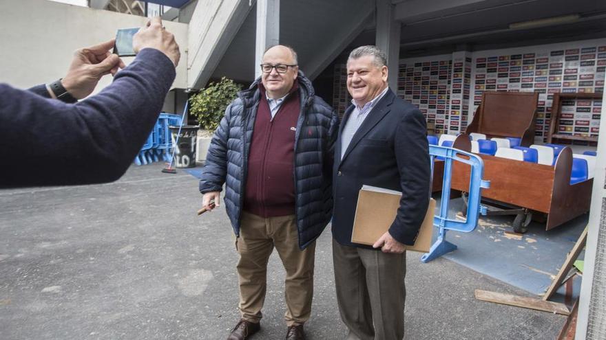 Juan Carlos Ramírez y Valentín Botella, esta mañana en el Rico Pérez.