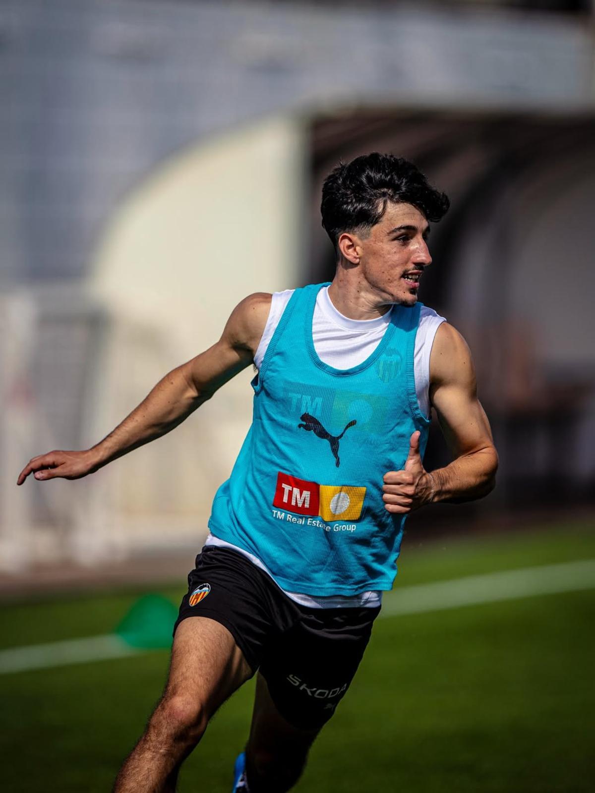 Diego López, en el entrenamiento del Valencia este pasado miércoles
