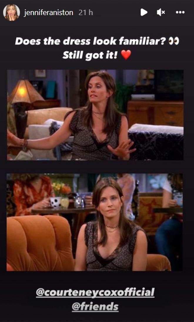 Mónica (Courtney Cox) en Friends con el mismo vestido de Jennifer Aniston