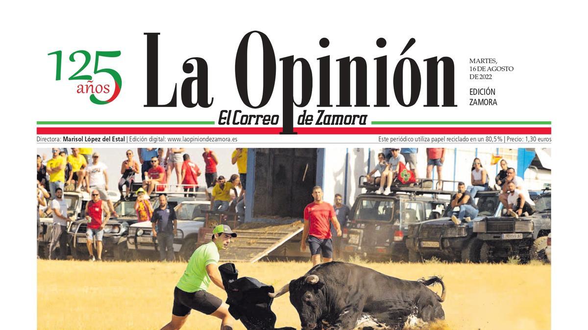 Portada del martes 16 de agosto de LA OPINIÓN-EL CORREO DE ZAMORA, edición papel.