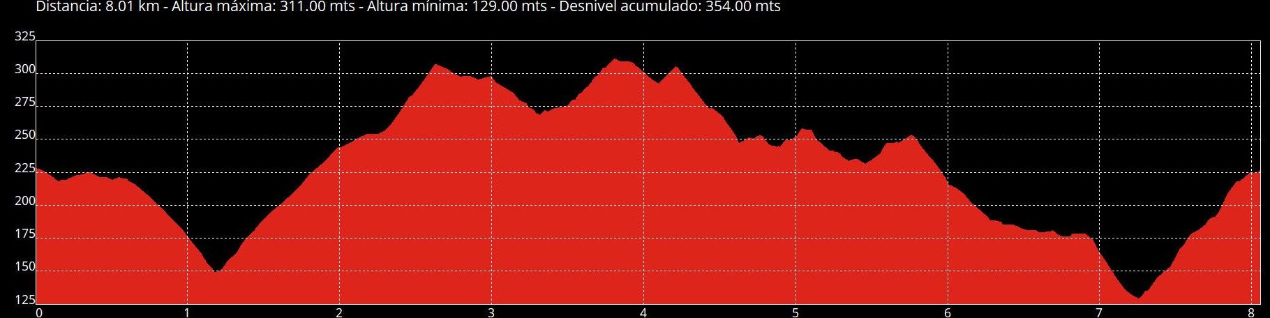 Perfil de la ruta por Baldornón.