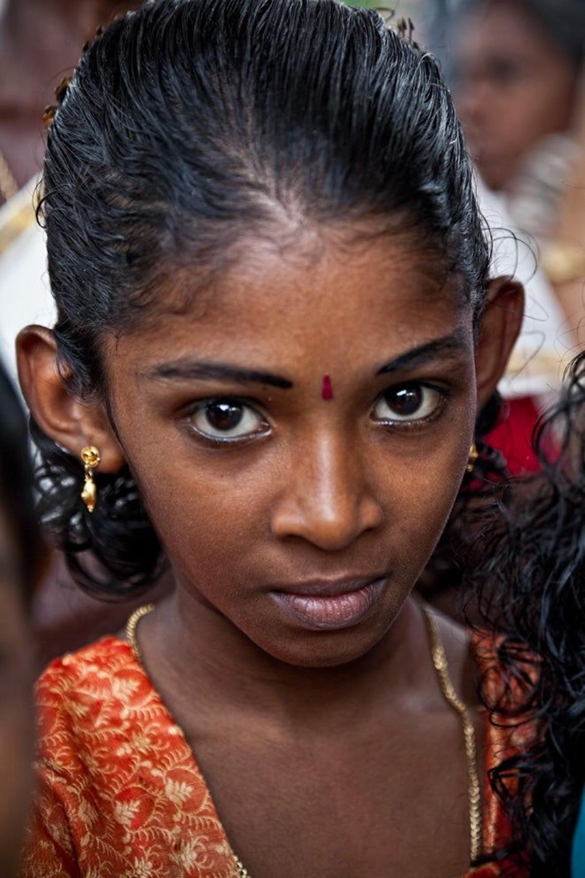 Invitada en una boda popular en Kerala.