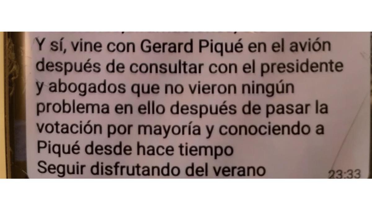 Mensaje enviado por Tomás Carbonell en respuesta a las críticas recibidas por miembros de la Junta directa de la RFET por haber viajado en el avión de Piqué.