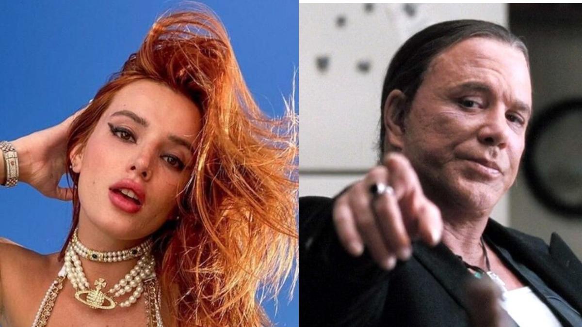 Los actores Bella Thorne y Mickey Rourke.