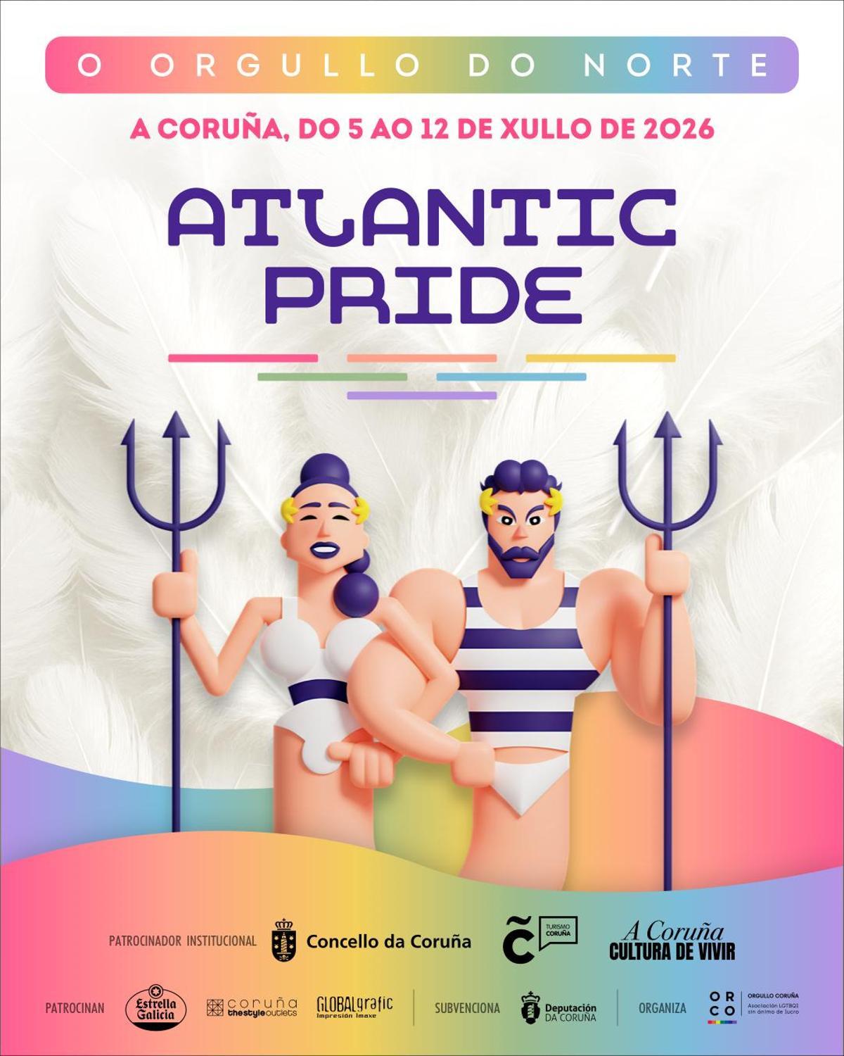 Cartel del festival Atlantic Pride A Coruña 2026.
