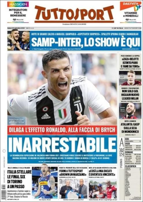 Portada TUTTOSPORT sábado 22 septiembre de 2018