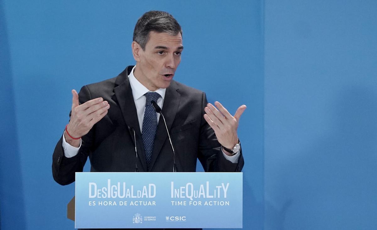 El presidente del Gobierno, Pedro Sánchez, durante la clausura el pasado viernes de la jornada ‘Desigualdad: es hora de actuar’.