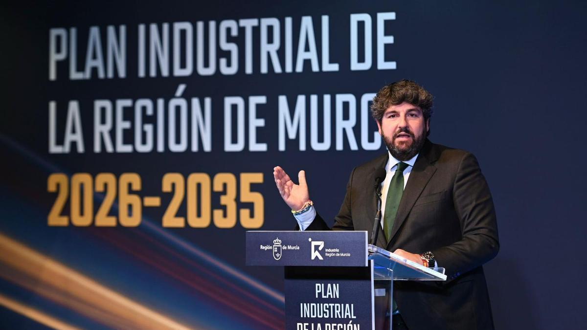 Fernando López Miras, durante la presentación del Plan Industrial