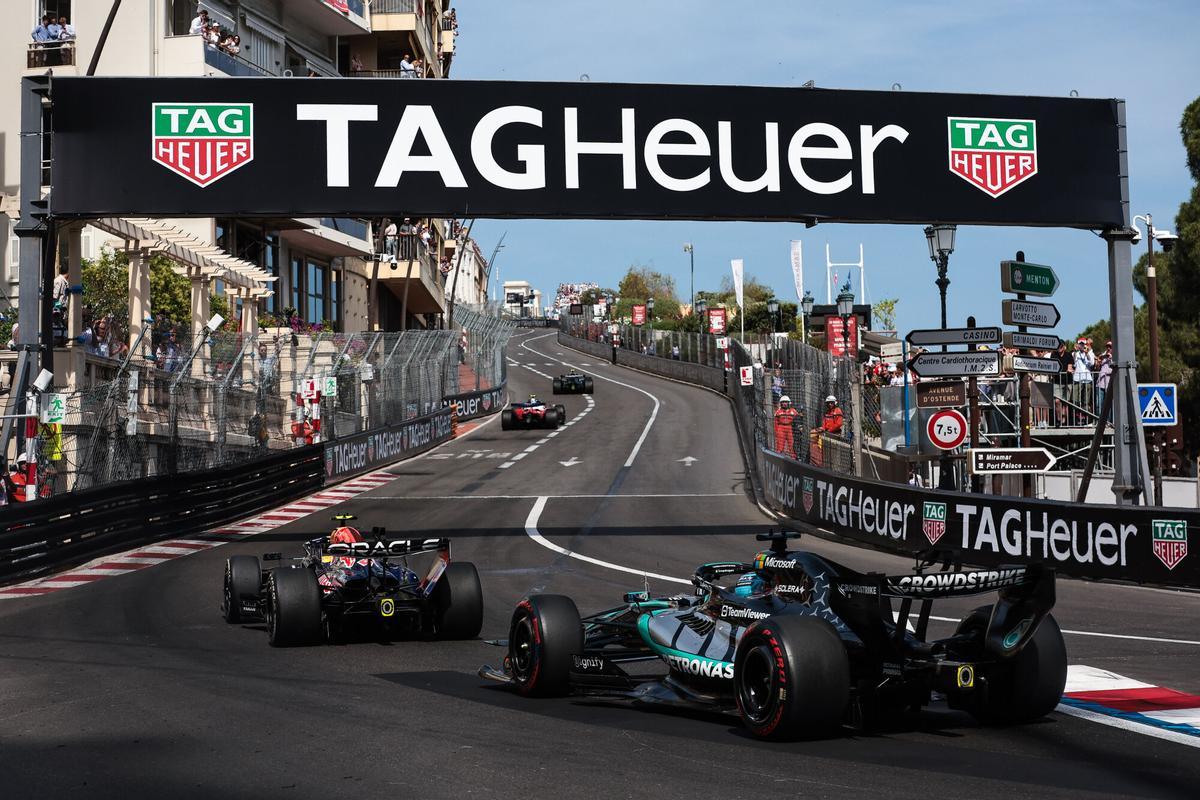 63 RUSSELL George (gbr), Mercedes AMG F1 Team W17, action during the Formula 1 Grand Prix de Canada 2026, 6th round of the 2026 Formula One World Championship from June 5 to 7, 2026 on the Circuit de Monaco, in Monte-Carlo, Monaco - Photo Eric Alonso / DPPI AFP7 07/06/2026 ONLY FOR USE IN SPAIN