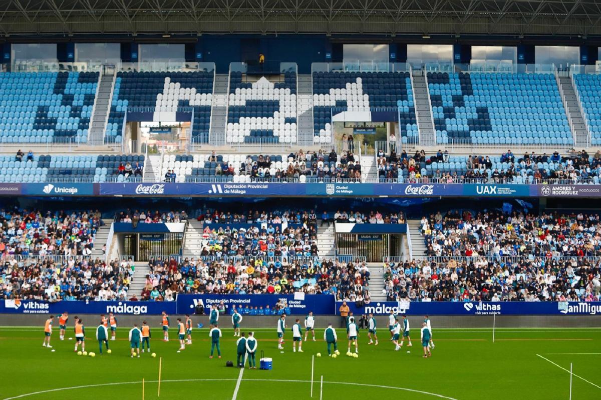 Juanpe fue la gran novedad del entrenamiento a puerta abierta.