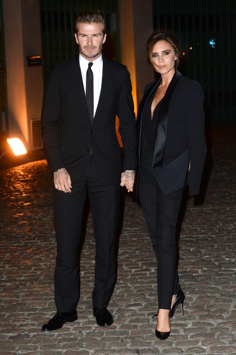 David y Victoria Beckham: igual vestidos de traje