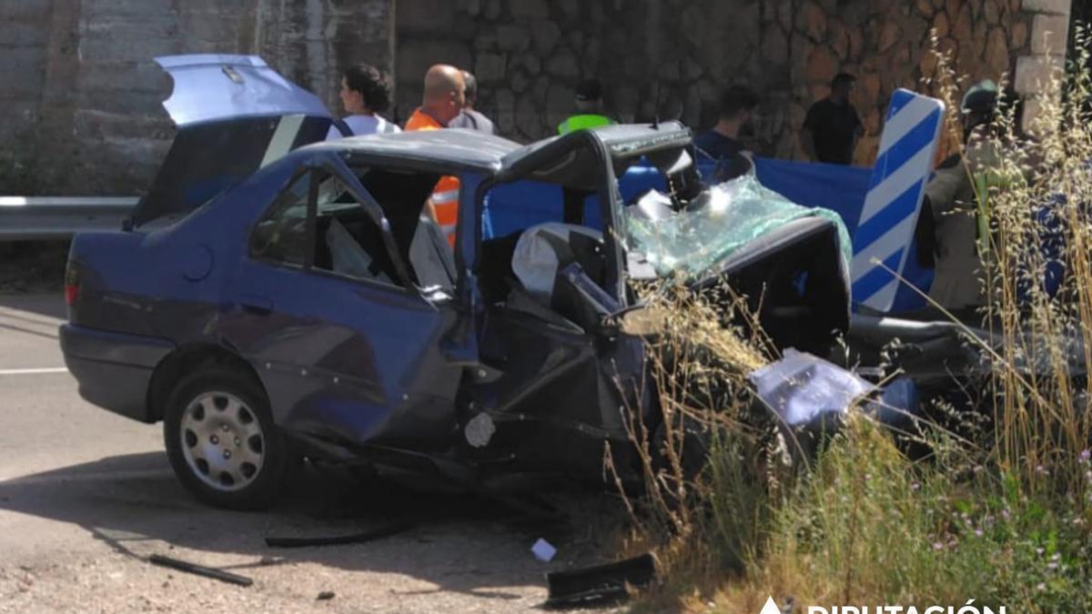 Accidente de tráfico mortal en la A-122 entre Épila y Lumpique, este martes por la mañana.
