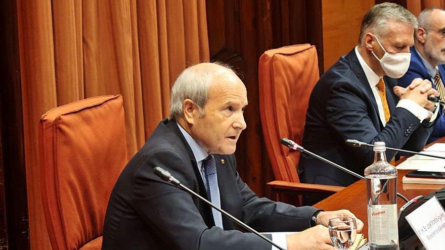 L&#039;expresident José Montilla, ahir, davant la comissió del Parlament.