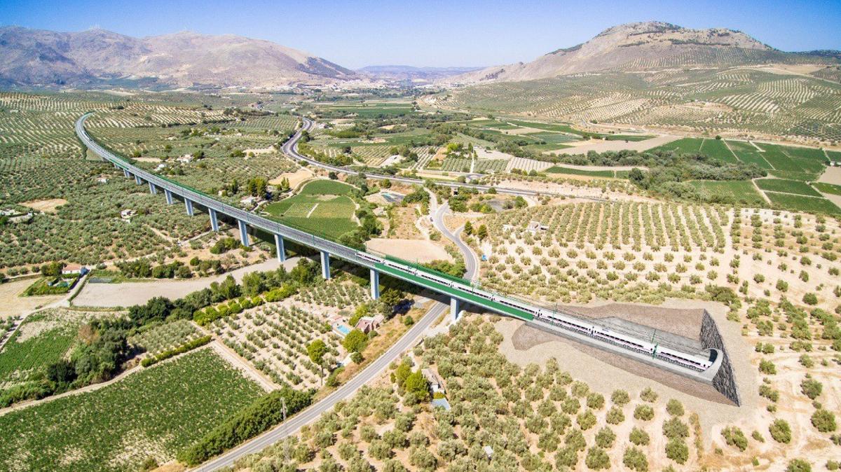 Viaducto de Salar, en el tramo variante de Loja-Valle del Genil