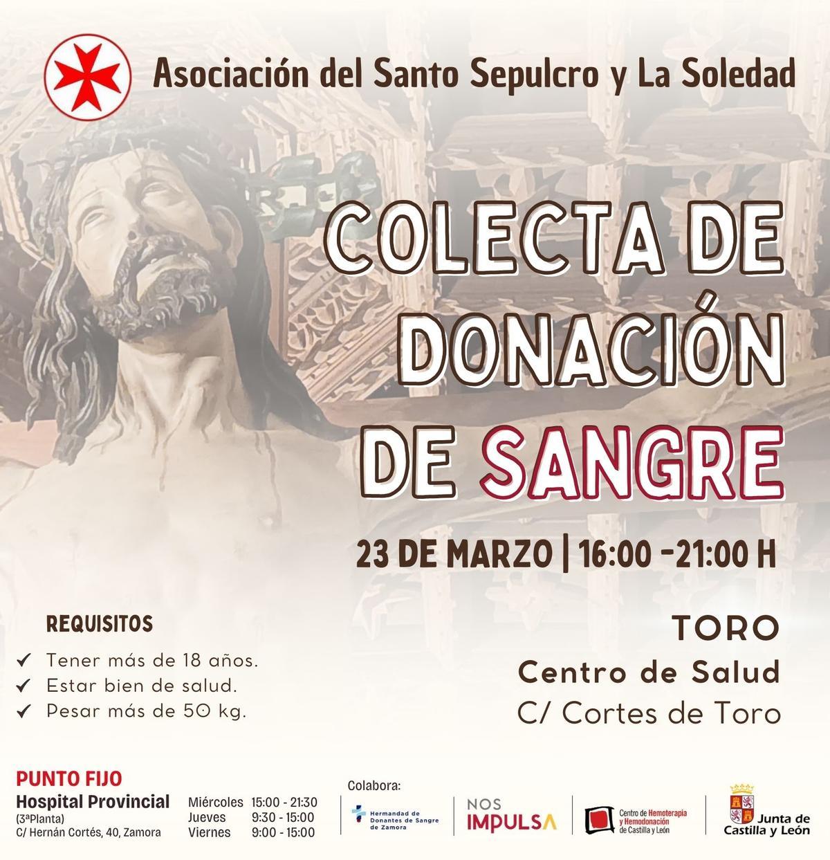 Cartel de la colecta de donación de sangre.