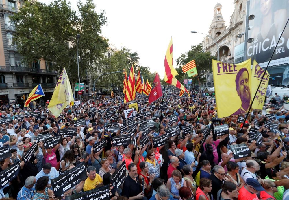 Manifestació a Barcelona per recordar el 20-S del 2017