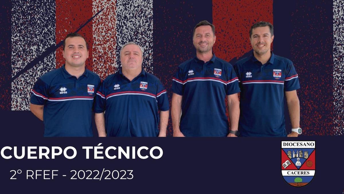 El cuerpo técnico del Diocesano: Kike Gómez, Adolfo Senso, Chema Candela y Jaime Heras.