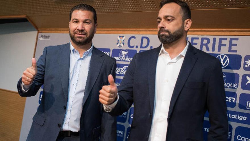 Juan Carlos Cordero y Fran Fernández, ayer en el estadio