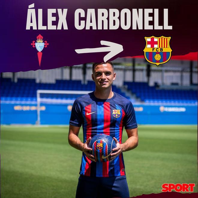 14.07.2022: Carbonell - El Barça y el centrocampista de Sant Cugat del Vallès llegan a un acuerdo para su incorporación al Barça Atlètic hasta junio de 2023. Afronta su tercera etapa como azulgrana y llega procedente del Celta B