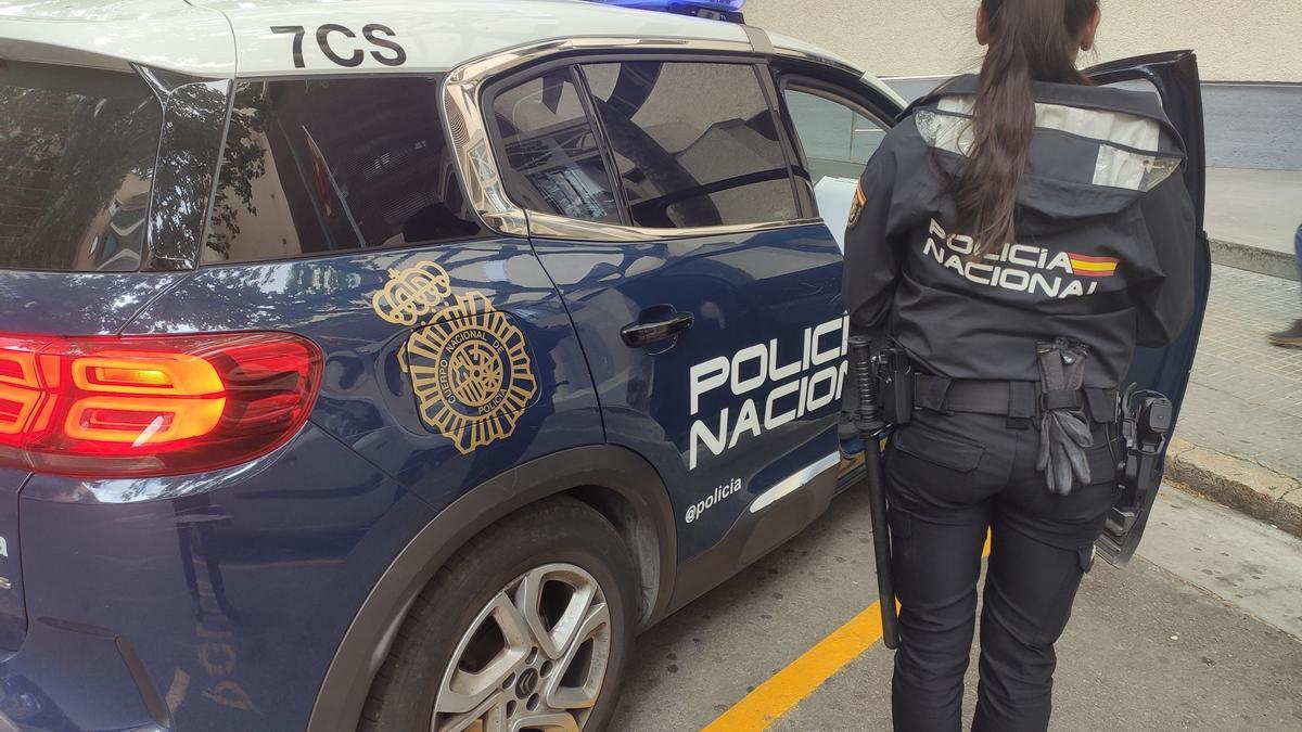 Agente de la Policía Nacional junto a un vehículo