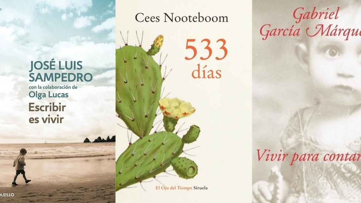 Portadas de 'Escribir es vivir', '533 días' y 'Vivir para contarla', algunas de las autobiografías más inspiradoras de los últimos tiempos.