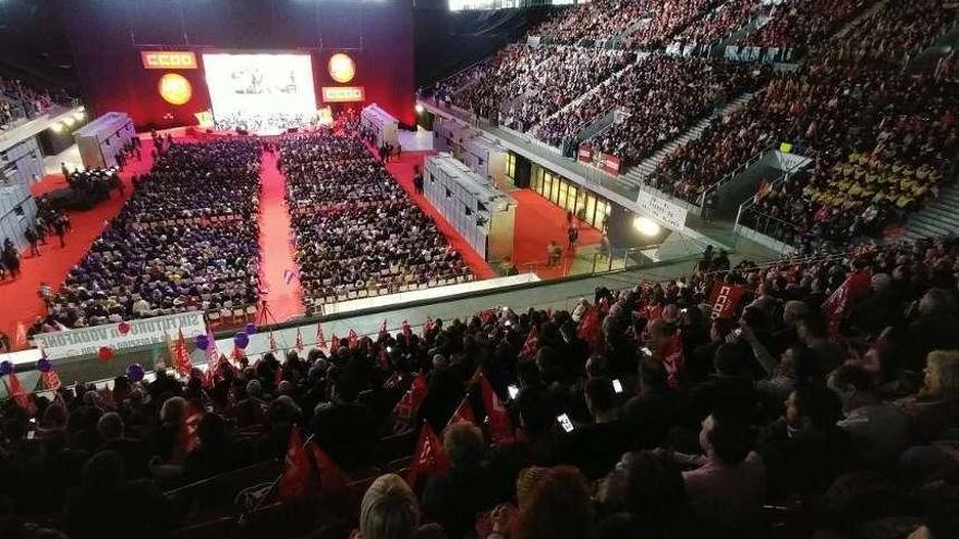 Aspecto de la Caja Mágica de Madrid durante la asamblea sindical.