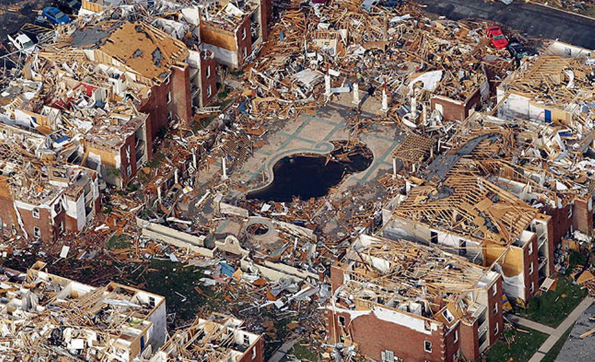 Un complex residencial de Joplin (Missouri, Estats Units) destruït pel tornado que aquest diumenge ha matat 117 persones i ha assolat milers de vivendes de la ciutat