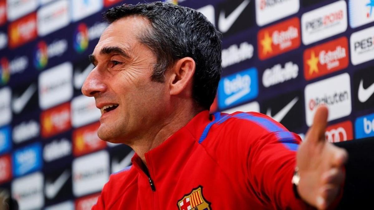 Ernesto Valverde, durante la rueda de prensa previa a la visita al Celta.