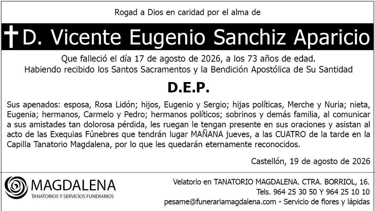 D. Vicente Eugenio Sanchiz Aparicio
