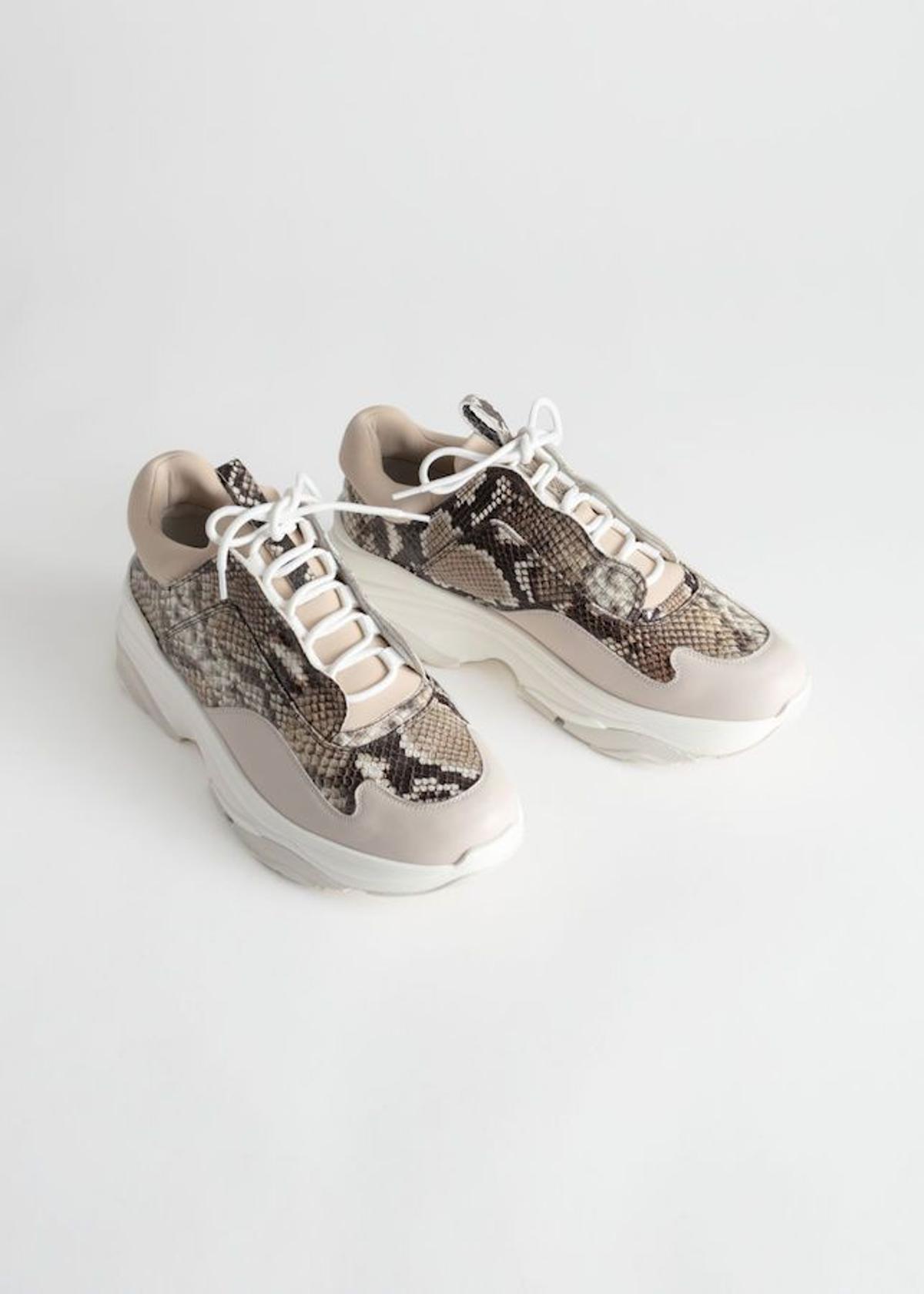 Deportivas en piel con estampado de serpiente, de & Other Stories