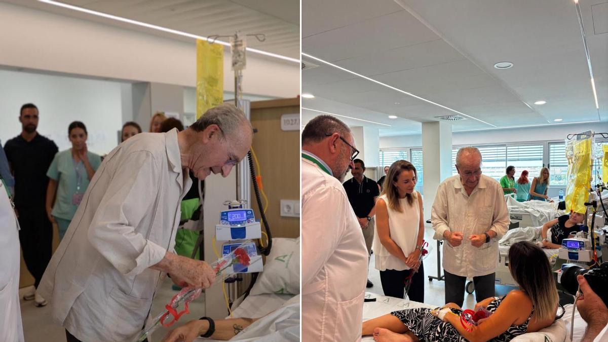 El alcalde de Málaga visita a los pacientes del Hospital Clínico.
