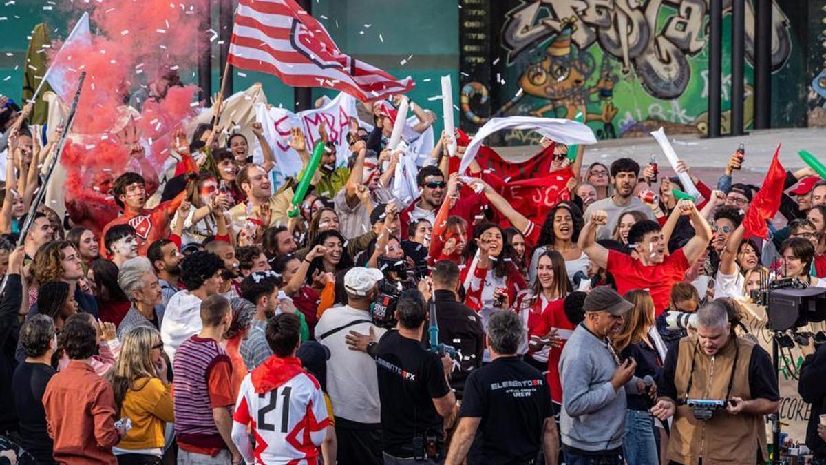 La filmació de l’anunci de Coca-Cola a Manresa.