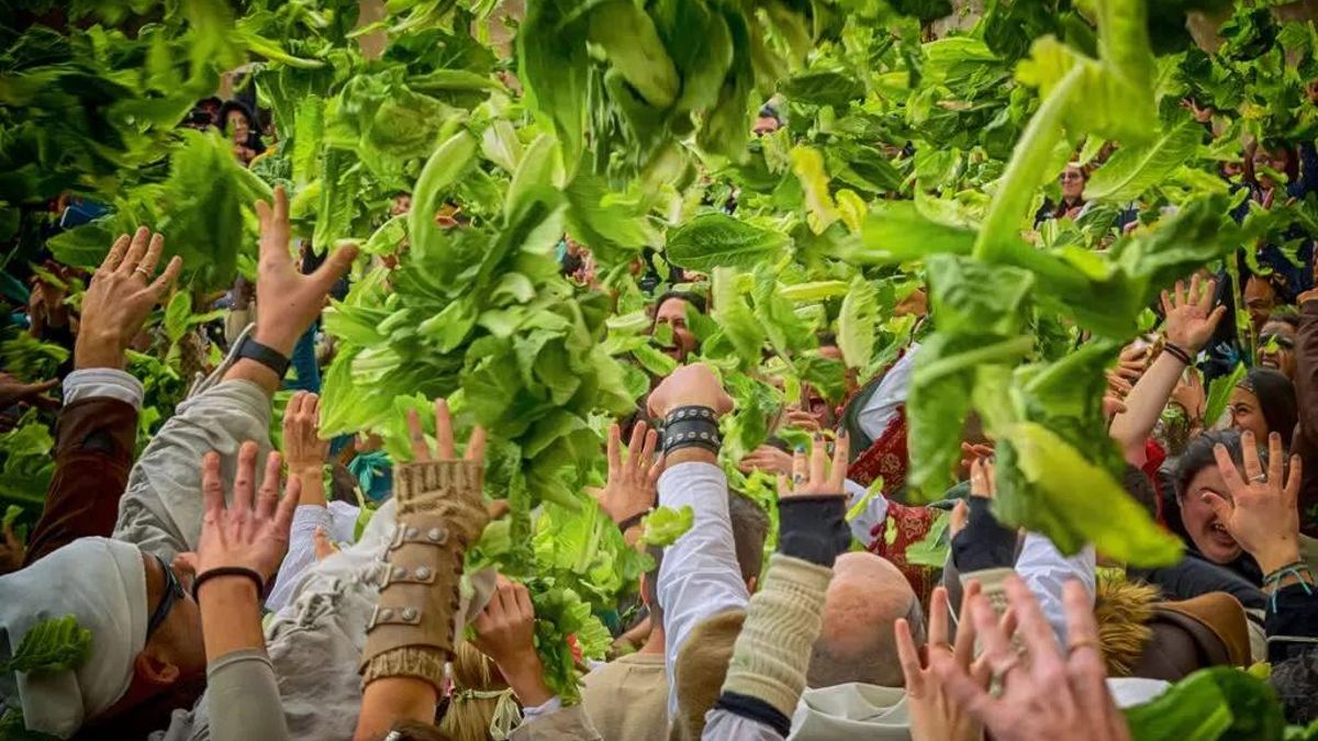 La tradicional Batalla de las Lechugas es uno de los grandes atractivos turísticos de las Fiestas del Medievo de Villena.