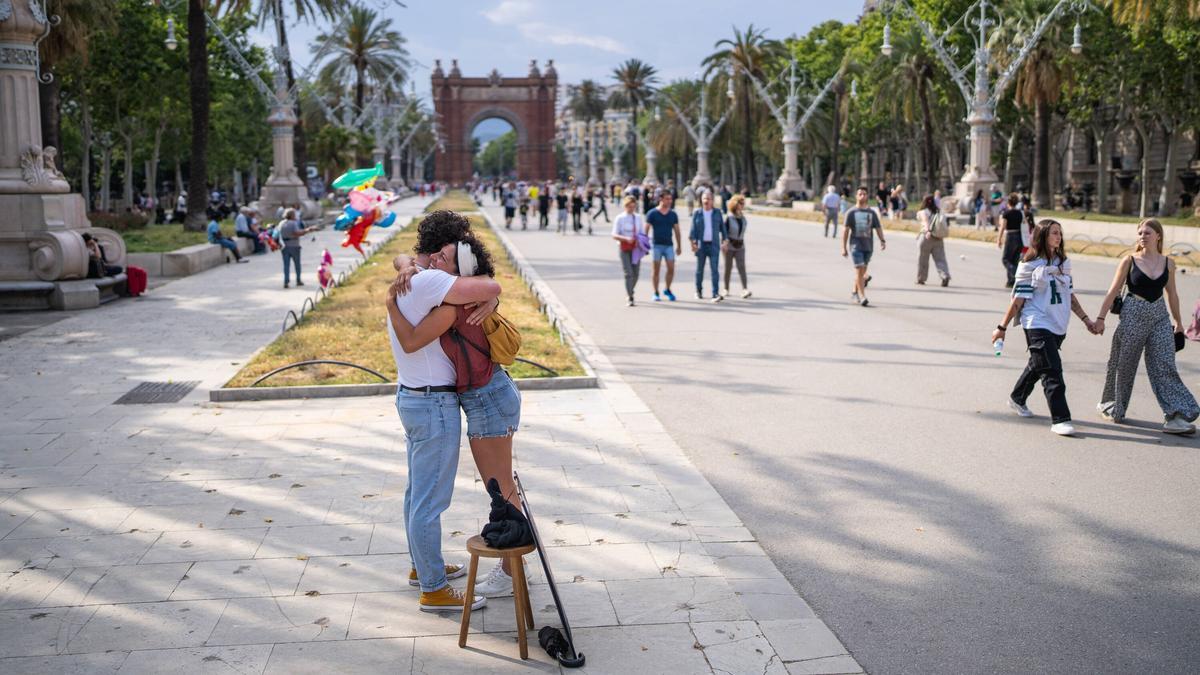 Josefina, durante sus dos minutos de abrazo.