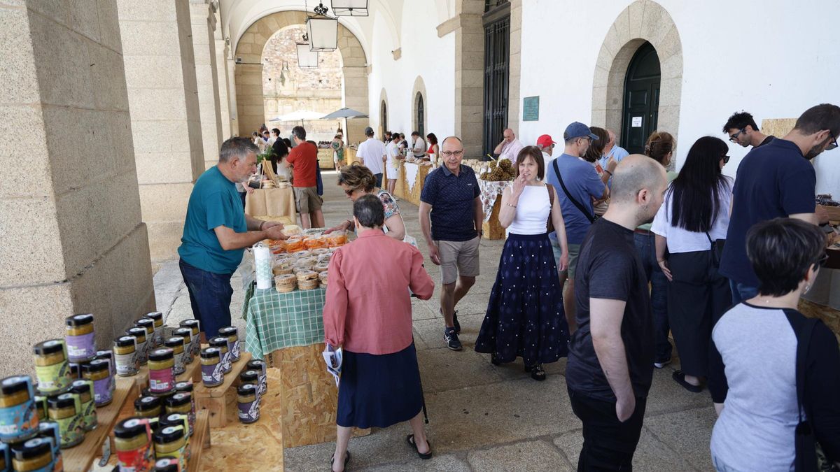 Cacereñas y cacereños disfrutando del Biomercado