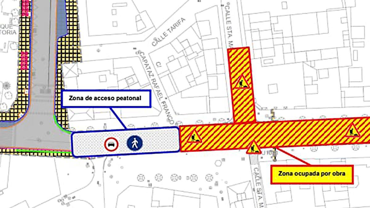 Paso peatonal habilitado por el Ayuntamiento.
