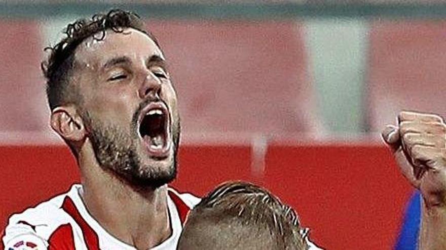 Stuani celebra el gol del triomf local