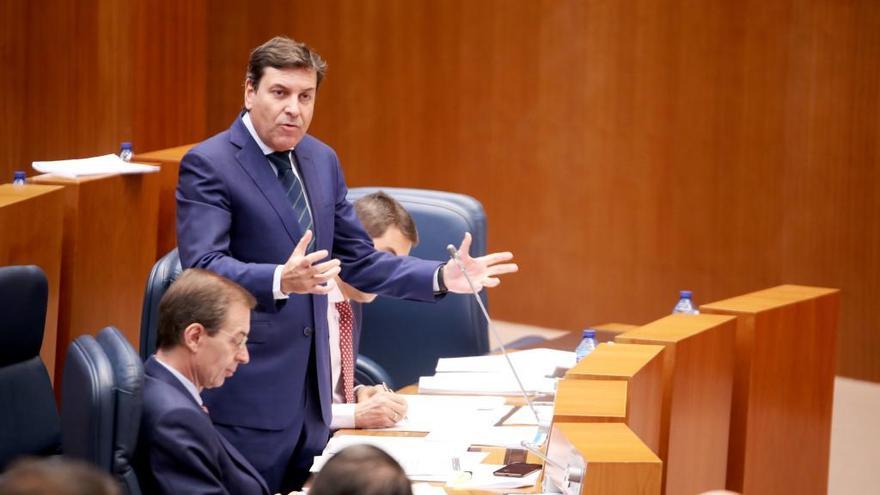 Carlos Fernández Carriedo, durante su intervención en el Pleno de las Cortes.