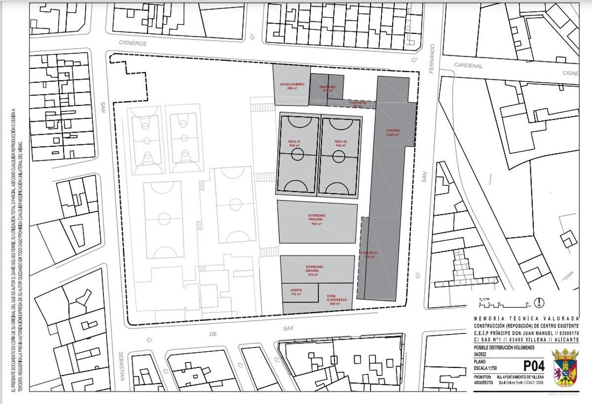 Los planos del nuevo centro escolar de Villena.