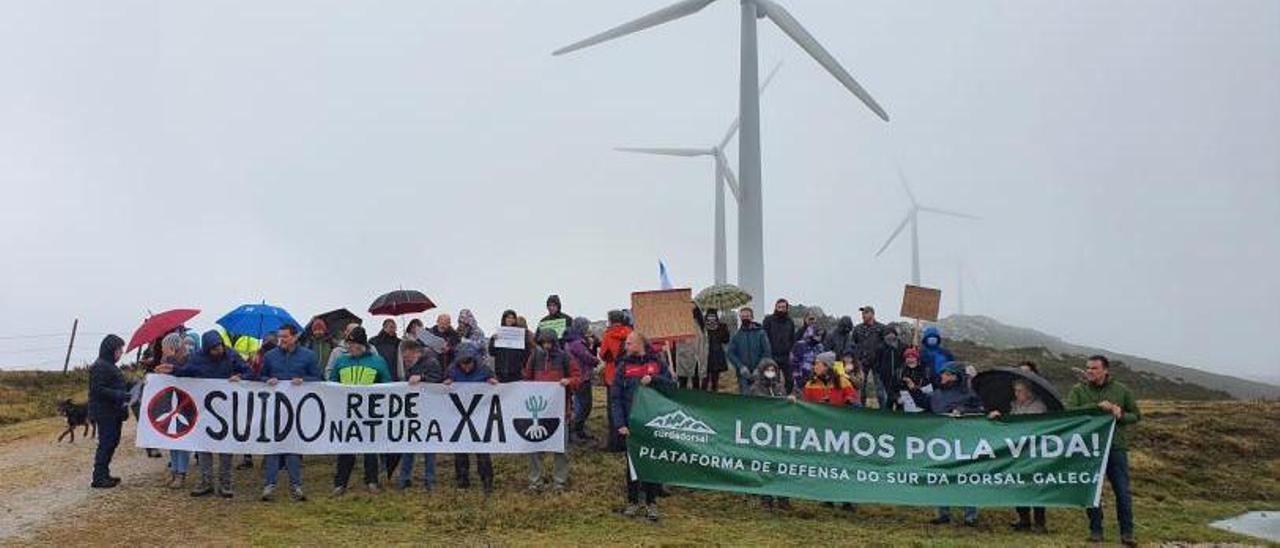 Una reciente movilización contra la proliferación de planes eólicos.