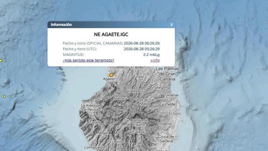 Nuevo terremoto en Gran Canaria: el IGN registra un seísmo de magnitud 2,2, cerca de Agaete