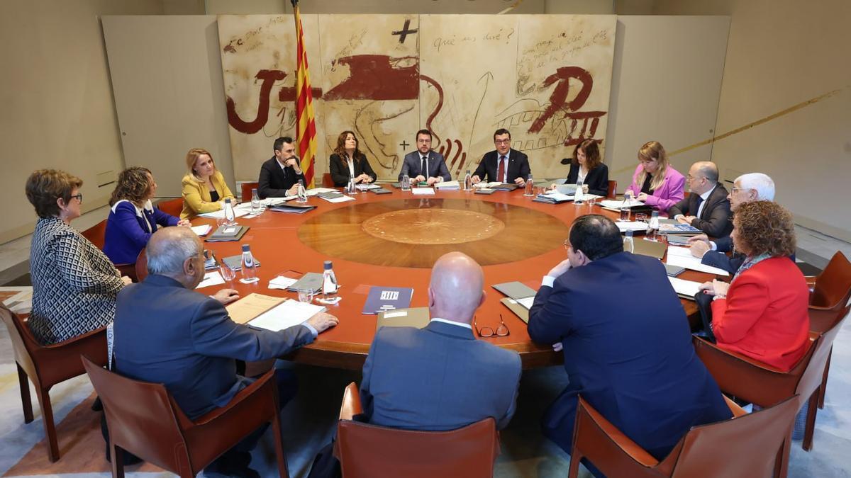 El Govern, reunido este martes en el Palau de la Generalitat.