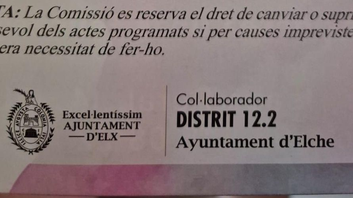 Imagen de la errata en el programa de actos de las fiestas de La Hoya-Daimés