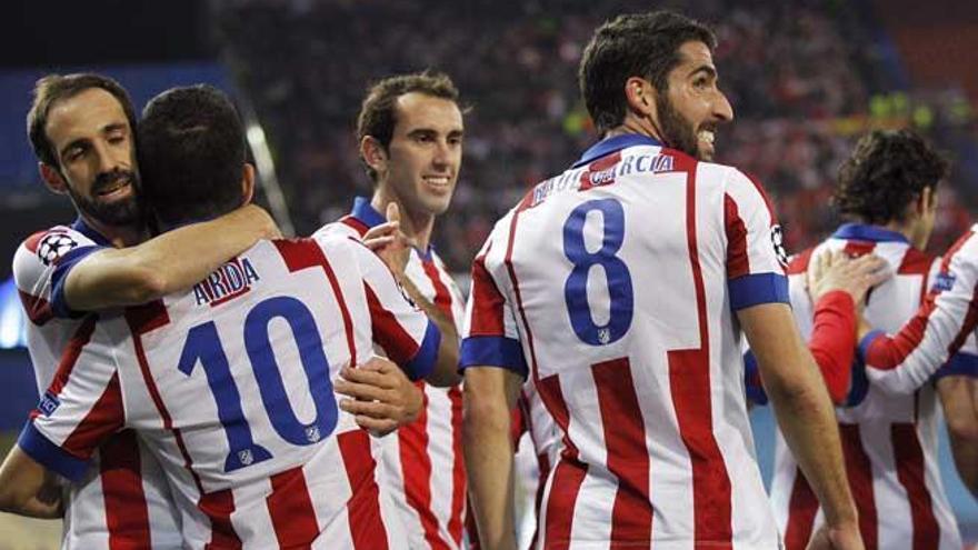 El Atlético de Madrid celebra su gol ante el Olympiacos.