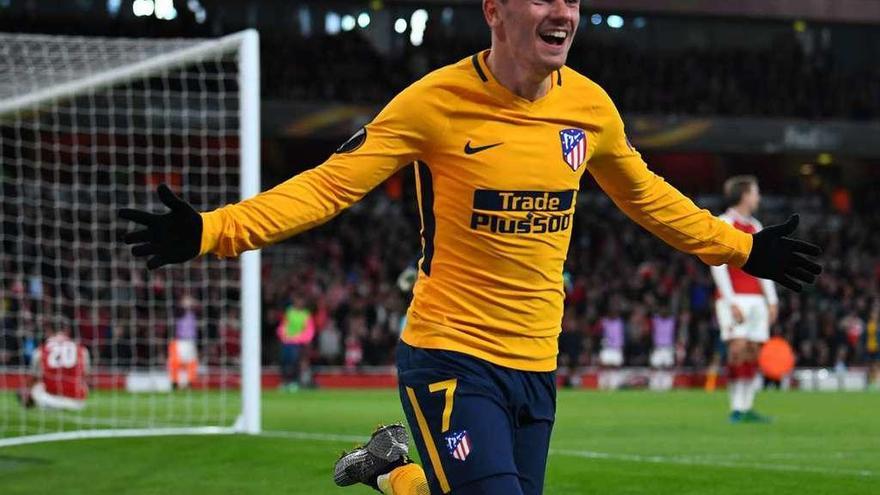 Griezmann celebra el gol del empate frente al Arsenal.