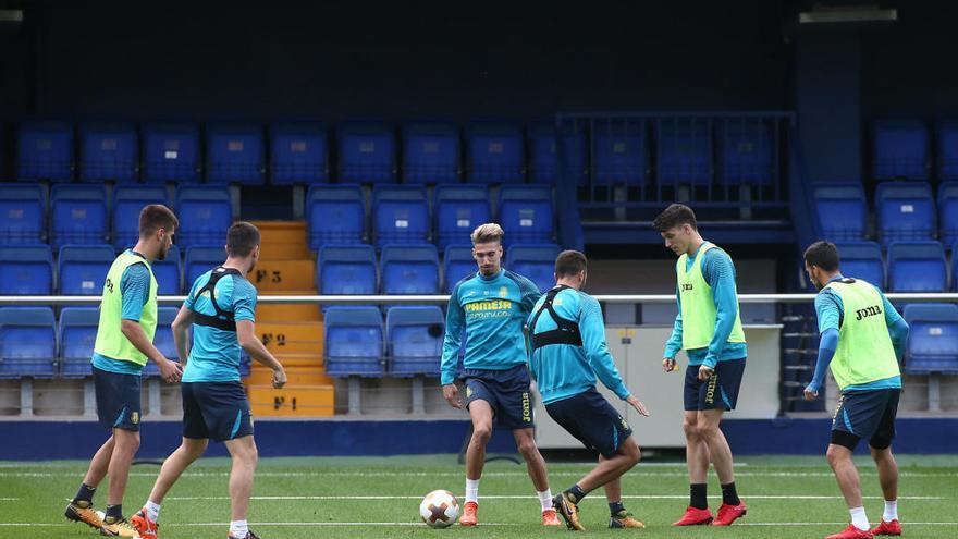 El malagueño Samu Castillejo, en el entrenamiento de ayer del Villarreal.