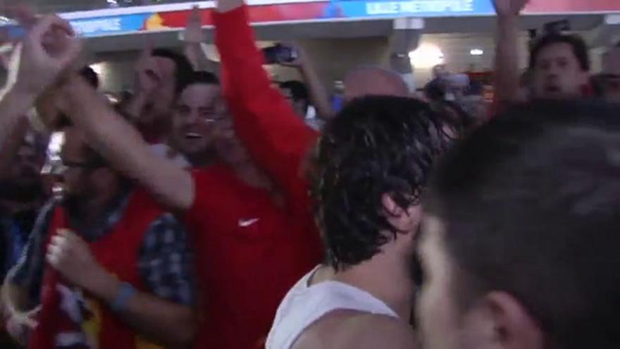 Euforia en el vestuario de la selección española