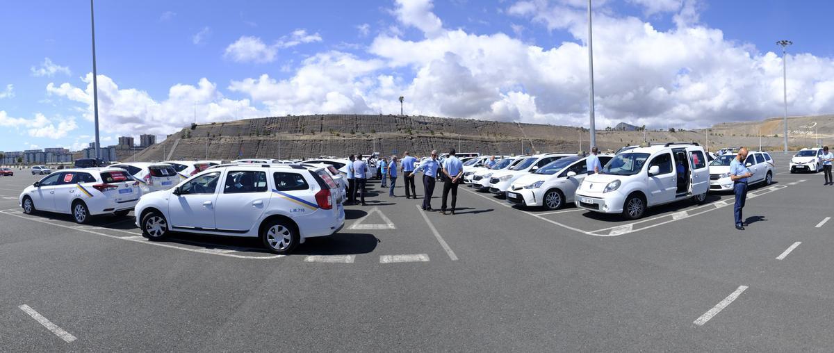 Concentración de taxistas de Las Palmas de Gran Canaria.