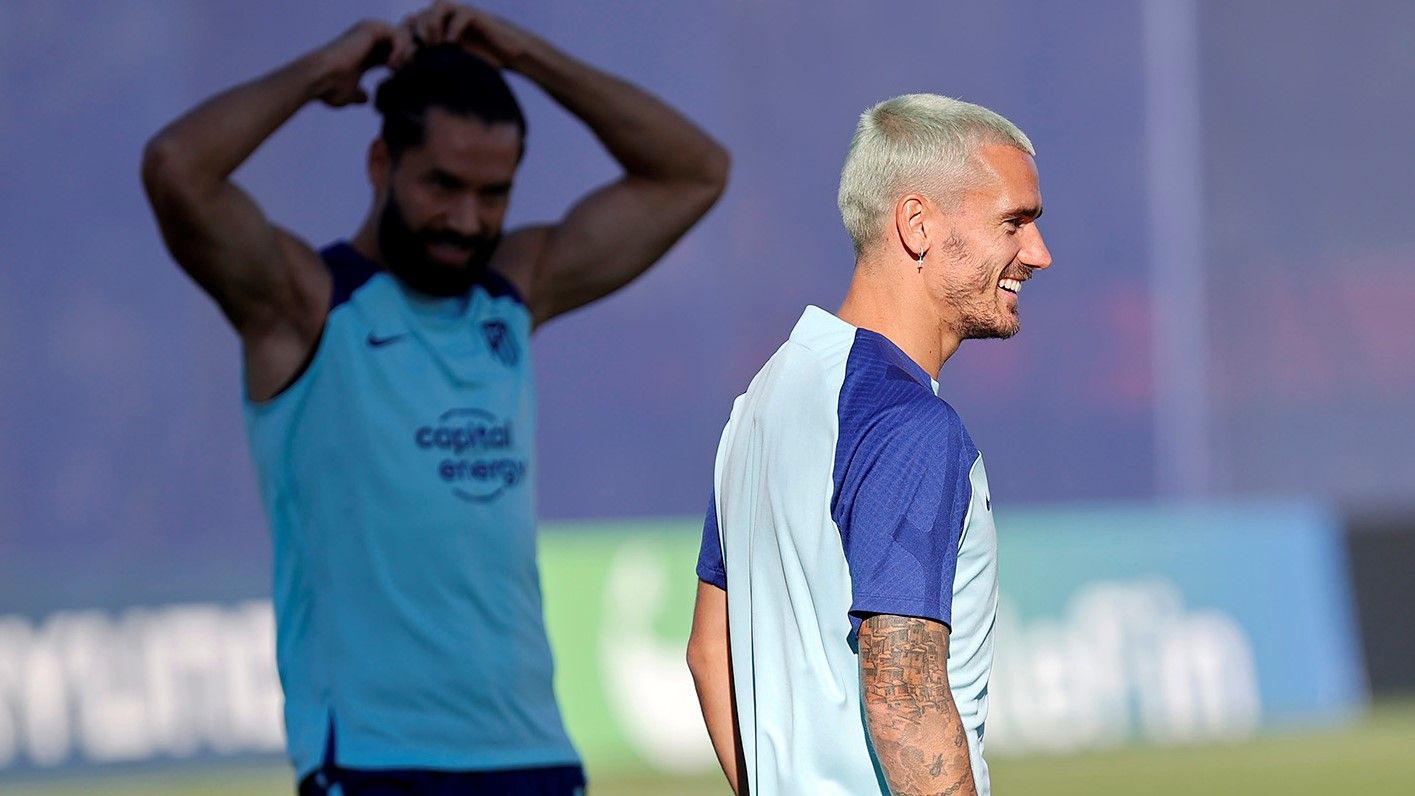 Griezmann, en un entrenamiento con el Atlético de Madrid.