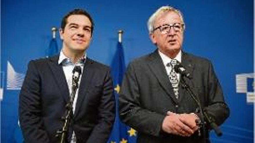 El primer ministre grec, Alexis Tsipras i el president de la CE, Jean-Claude Juncker